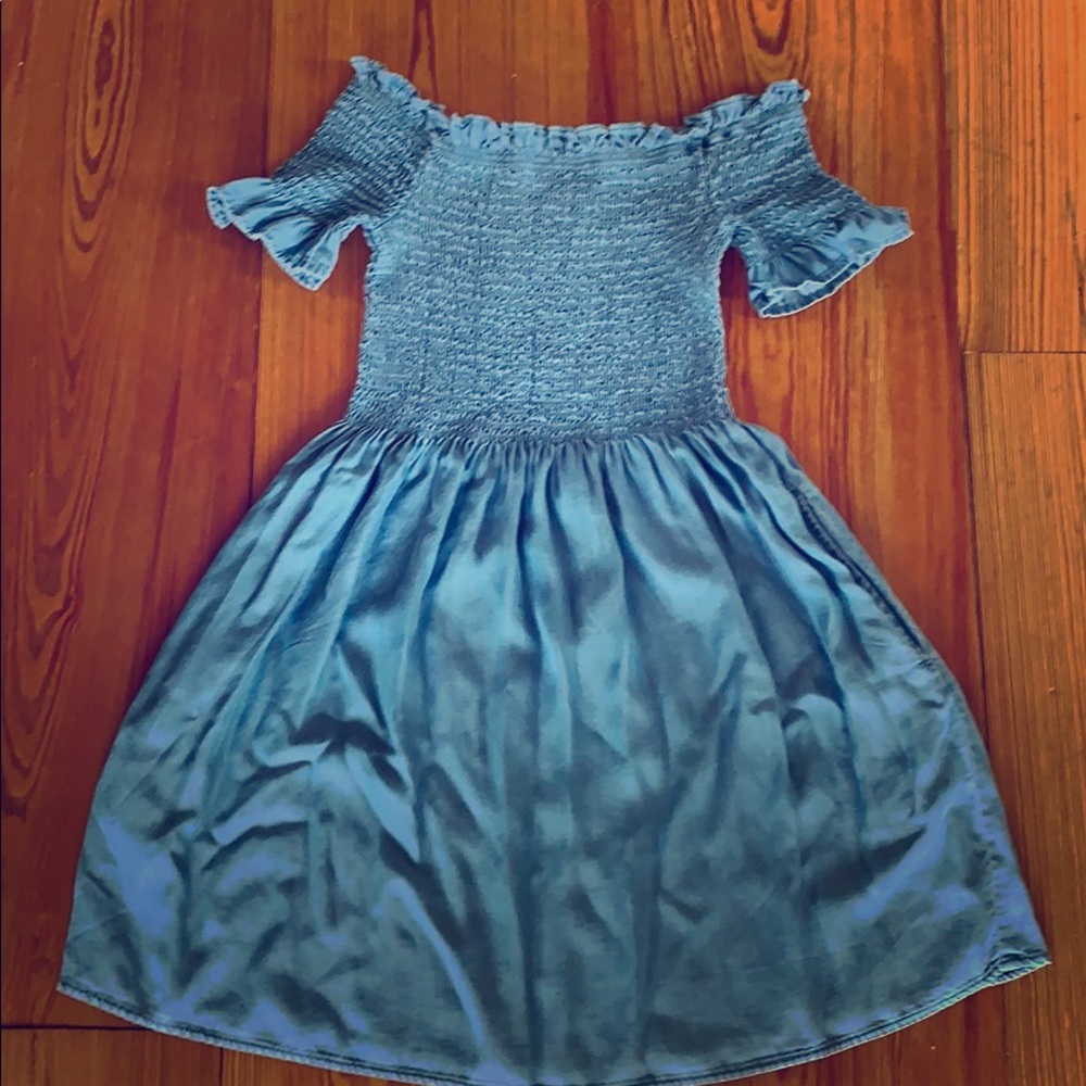 a forever 21 off the shoulder denim dress
